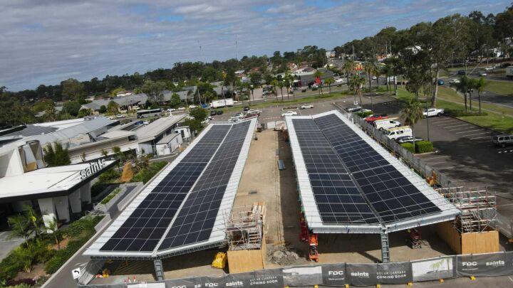Case Study - 690kW Solar Car Park Canopy - St Marys Rugby League Club (In Progress)